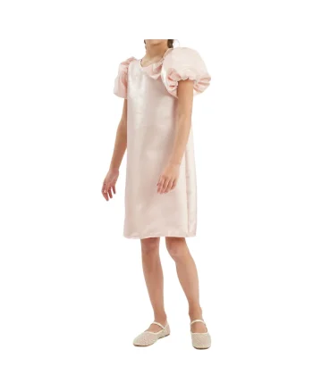 Rochie Fetiță Eleganță Premium Rita Roz Pudrat cu Mâneci Bufante – Perfectă pentru Ceremonii
