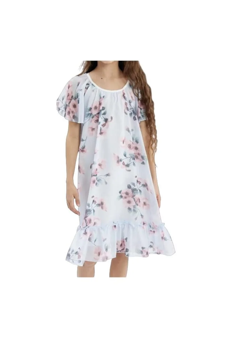 Rochiță Fetițe Eleganta Francesca cu Imprimeu Floral, Albastru Delicat, Ideală pentru Evenimente Speciale