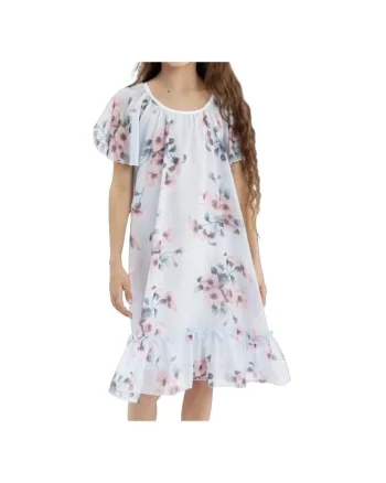 Rochiță Fetițe Eleganta Francesca cu Imprimeu Floral, Albastru Delicat, Ideală pentru Evenimente Speciale