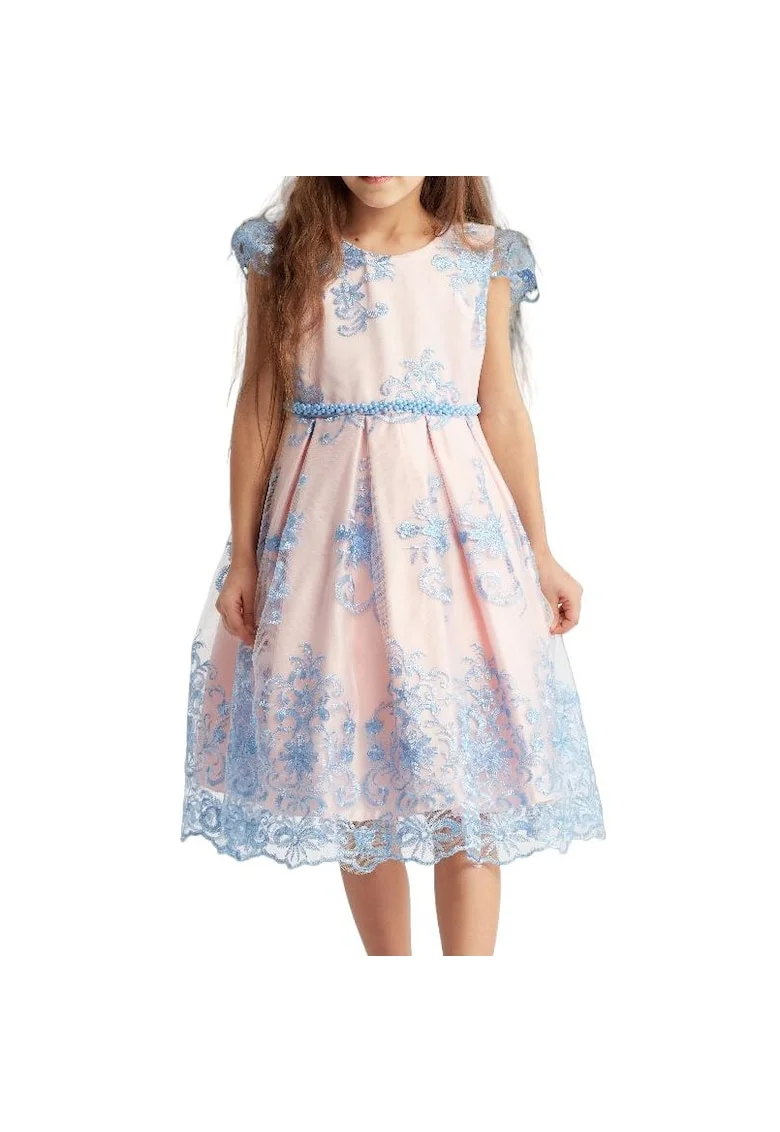 Rochie Eleganta Fete Grace – Design cu Broderii și Perle, Ideală pentru Ocazii Speciale
