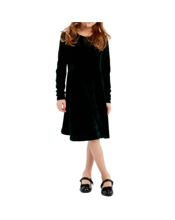 Rochie cu croială cloș, lejeră și elegantă, cu mâneci lungi și decolteu rotund