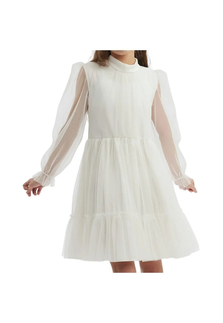 Rochie elegantă pentru fetițe Oktavia - Confort, rafinament și stil atemporal, Alb