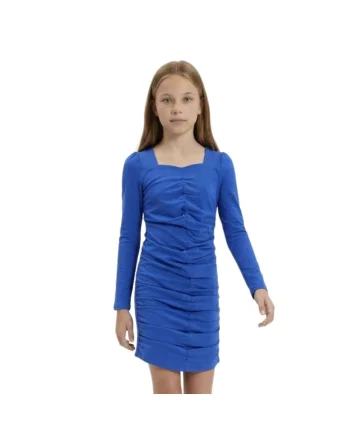 Rochie fetite  Madison mulata cu fronseu frontal, albastru cobalt, Albastru