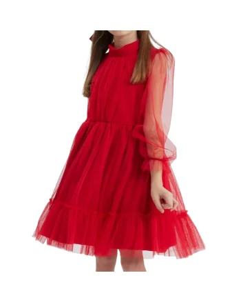 Rochie Eleganță Fetițe Oktavia - Design Clasic, Culoare Roșie Intensă, Ideală pentru Evenimente Speciale, Rosu