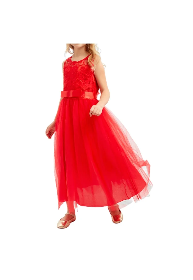 Rochie Fetiță Elegantă Margaret din Dantelă și Tulle, Culoare Roșie, Rosu