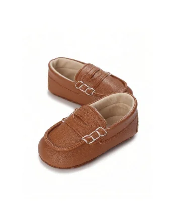 Pantofi eleganți pentru băieți, maro, din piele ecologică - confortabili, ușori, antiderapanți