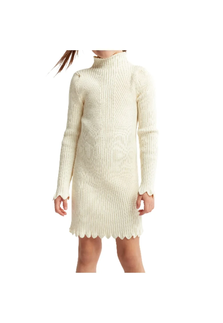 Rochie Tricotată Crem pentru Fetițe Salma – Confortabilă, Elegantă și Ideală pentru Orice Ocazie, Crem