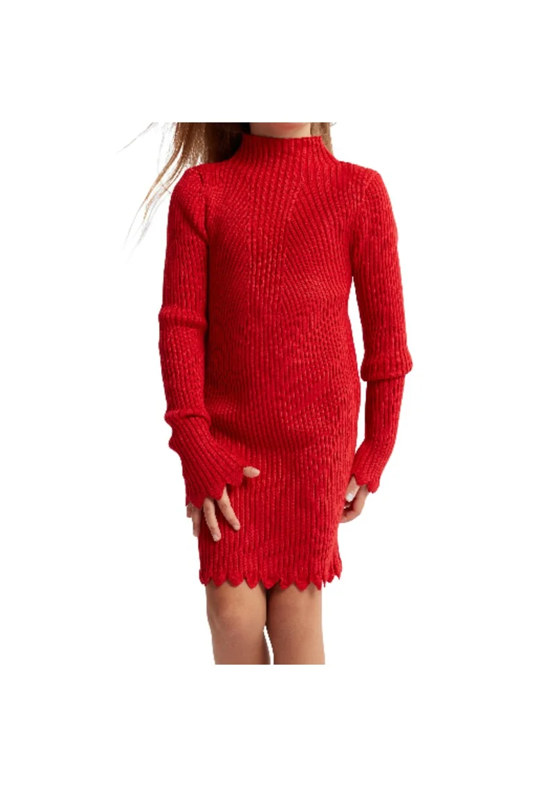 Rochie Tricotată Salma Roșie pentru Fete – Confortabilă, Elegantă și Ideală pentru Zilele Călduroase, Rosu