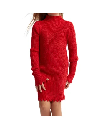 Rochie Tricotată Salma Roșie pentru Fete – Confortabilă, Elegantă și Ideală pentru Zilele Călduroase, Rosu