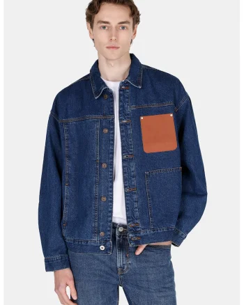 Jacheta din denim cu maneci lungi, Albastru inchis