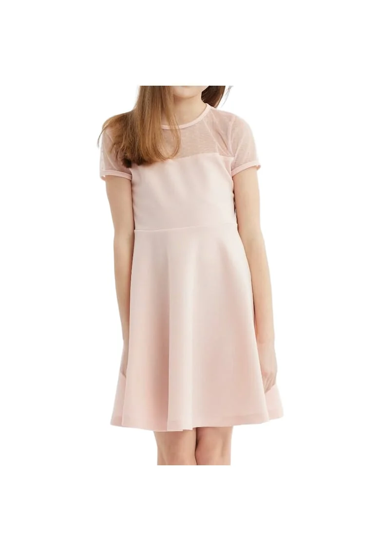 Rochie elegantă pentru fete Elly, roz pal, design confortabil și versatil, ideală pentru evenimente speciale, Roz