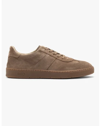 Pantofi sport din piele si piele intoarsa, Maro camel