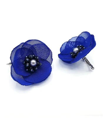 Cercei dama, Zia Fashion, Cindy, floare albastra, eleganti, cu tortite inox