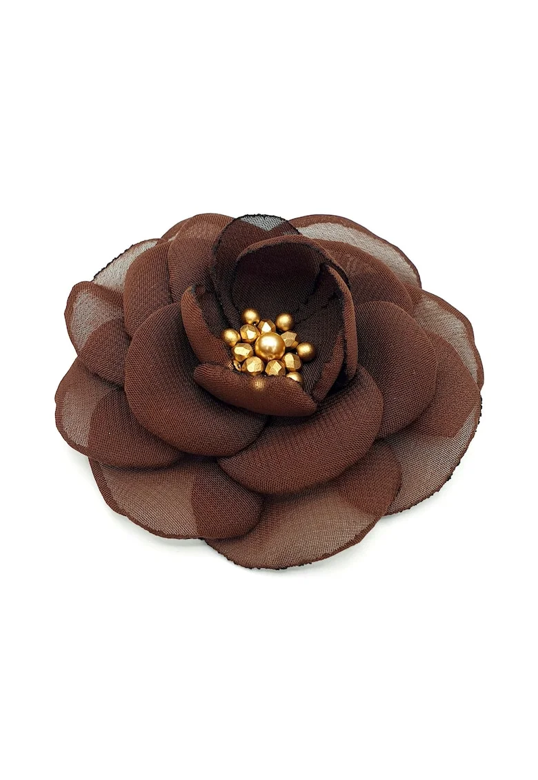 Brosa floare din voal eleganta, Zia Fashion, Teresa, maro, handmade