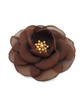 Brosa floare din voal eleganta, Zia Fashion, Teresa, maro, handmade