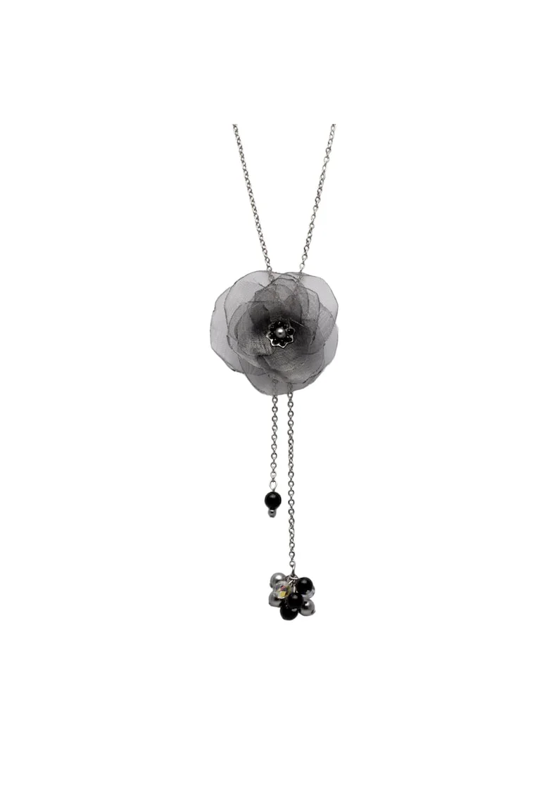 Colier lung elegant din inox, cu perle si cristale de sticla, Melissa, Zia Fashion