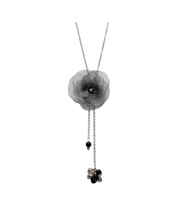 Colier lung elegant din inox, cu perle si cristale de sticla, Melissa, Zia Fashion