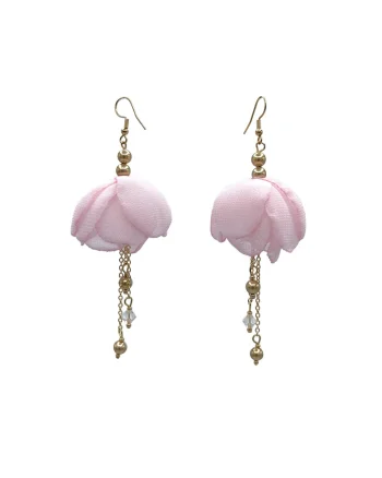 Cercei lungi floare voal Balerina, Roz deschis