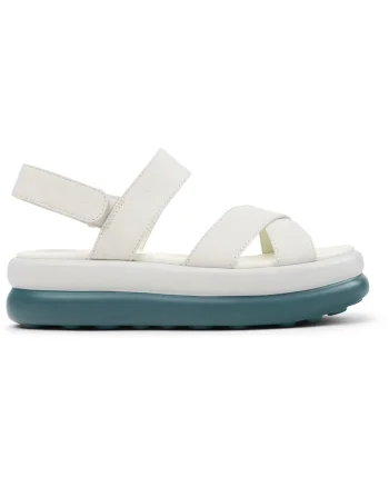Sandale flatform de piele Pelotas Flota Up, Alb/Alb murdar