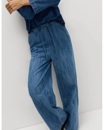 Pantaloni din amestec de lyocell cu snur, Albastru