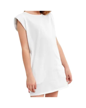 Rochie fete,  buzunare, alb, bumbac,