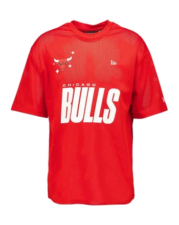Tricou din bumbac Chicago Bulls NBA, Alb optic/Rosu vermillion