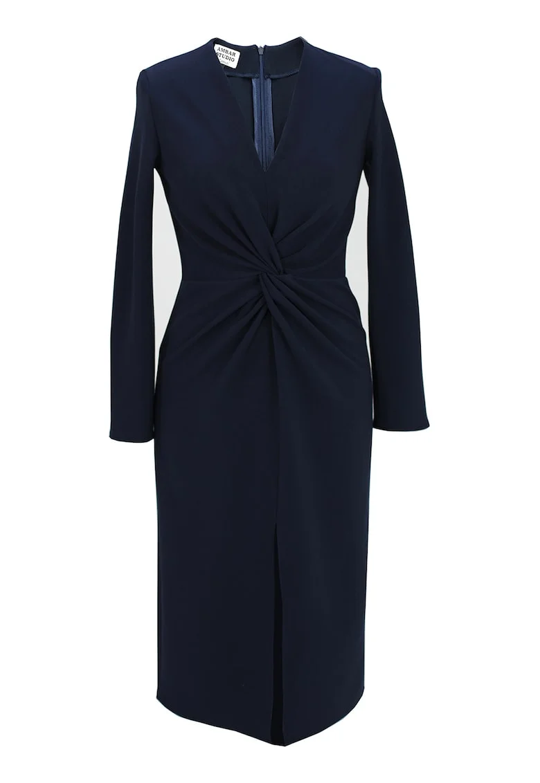 Rochie cambrata cu decolteu in V si detaliu rasucit frontal Jackie