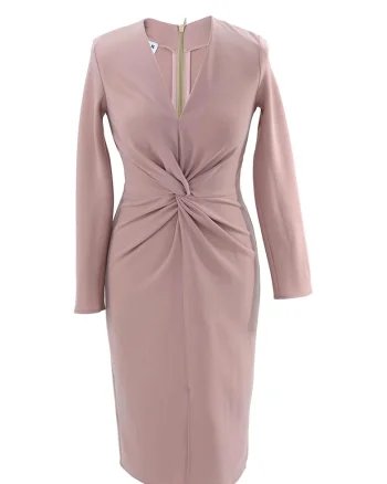 Rochie cambrata cu decolteu in V si detaliu rasucit frontal Jackie