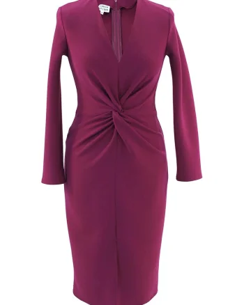 Rochie cambrata cu decolteu in V si detaliu rasucit frontal Jackie
