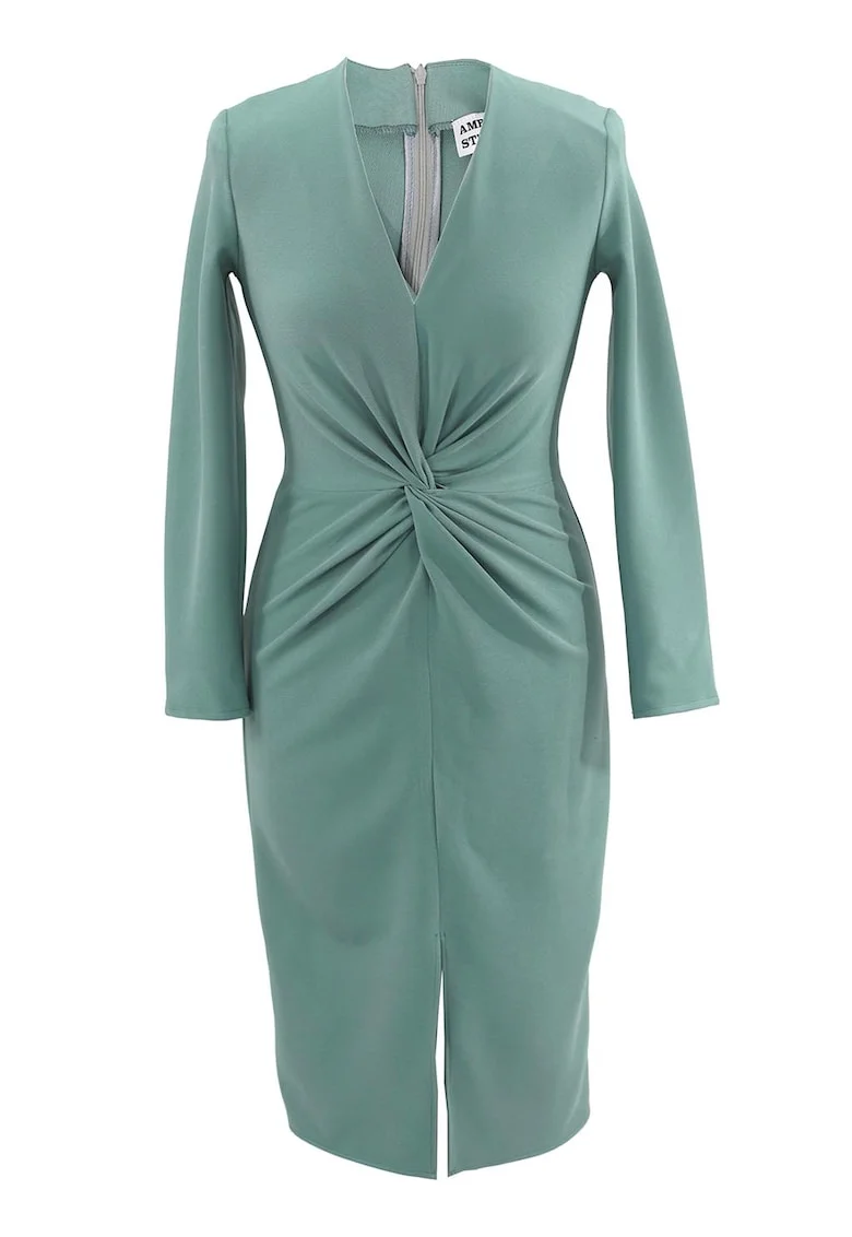 Rochie cambrata cu decolteu in V si detaliu rasucit frontal Jackie