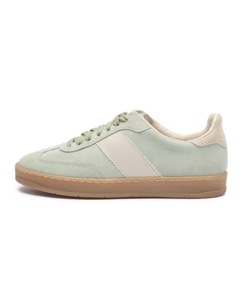 Pantofi sport din piele si piele intoarsa Nora, Verde pal