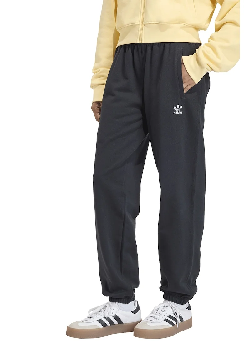 Pantaloni de trening relaxed fit cu buzunare laterale Essentials, Negru