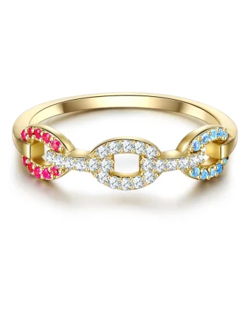 Inel placat cu aur de 14K si cu zirconia, Auriu