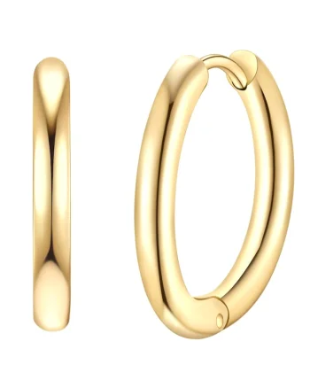Cercei rotunzi placati cu aur de 14K, Auriu