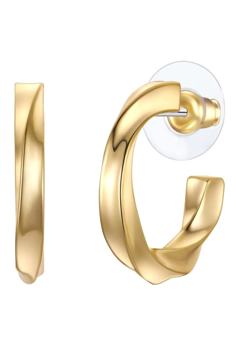 Cercei semirotunzi placati cu aur de 14K si tija, Auriu