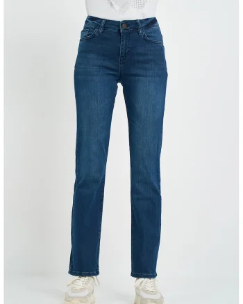 Blugi slim fit cu aspect decolorat, Albastru inchis