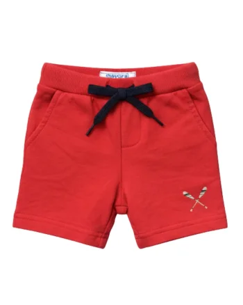 Pantaloni scurti baieti  scurti, cu snur, din trening, rosii, 68