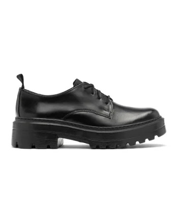 Pantofi de piele cu sireturi, Negru