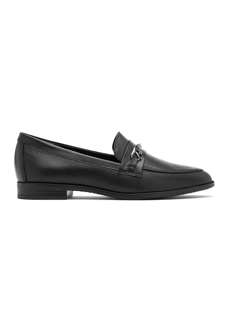 Pantofi loafer de piele cu detalii lant, Negru