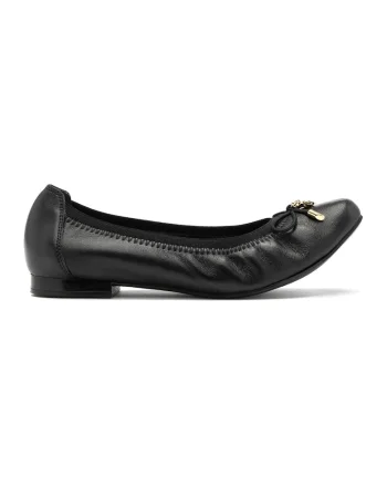 Balerini de piele cu aplicatie funda, Negru
