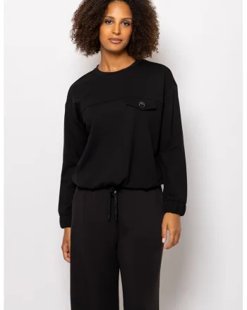 Bluza de trening cu maneci cazute Dahna, Negru
