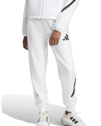 Pantaloni de trening cu buzunare cu fermoar Z.N.E., Alb/Negru