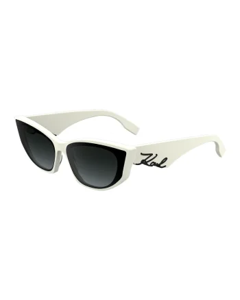 Ochelari de soare cat-eye, Alb fildes/Negru
