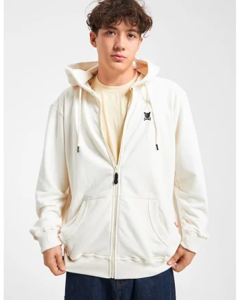 Hanorac unisex cu logo, Alb murdar