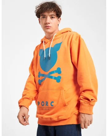 Hanorac unisex cu logo, Portocaliu/Albastru deschis