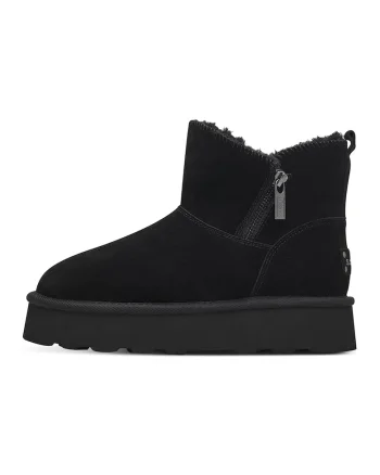 Ghete flatform de piele intoarsa, Negru