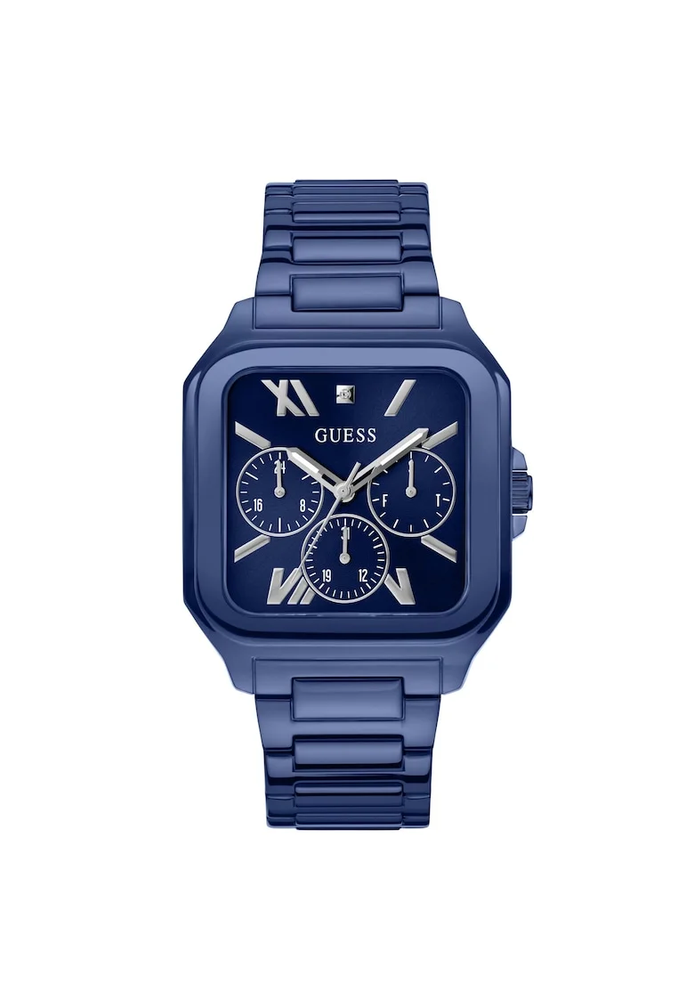 Ceas barbatesc  Integrity, Quartz, cadran si bratara albastre, 42x10.5mm, rezistenta la apa 1 ATM