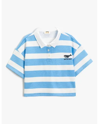 Tricou polo cu model in dungi, Alb/Albastru