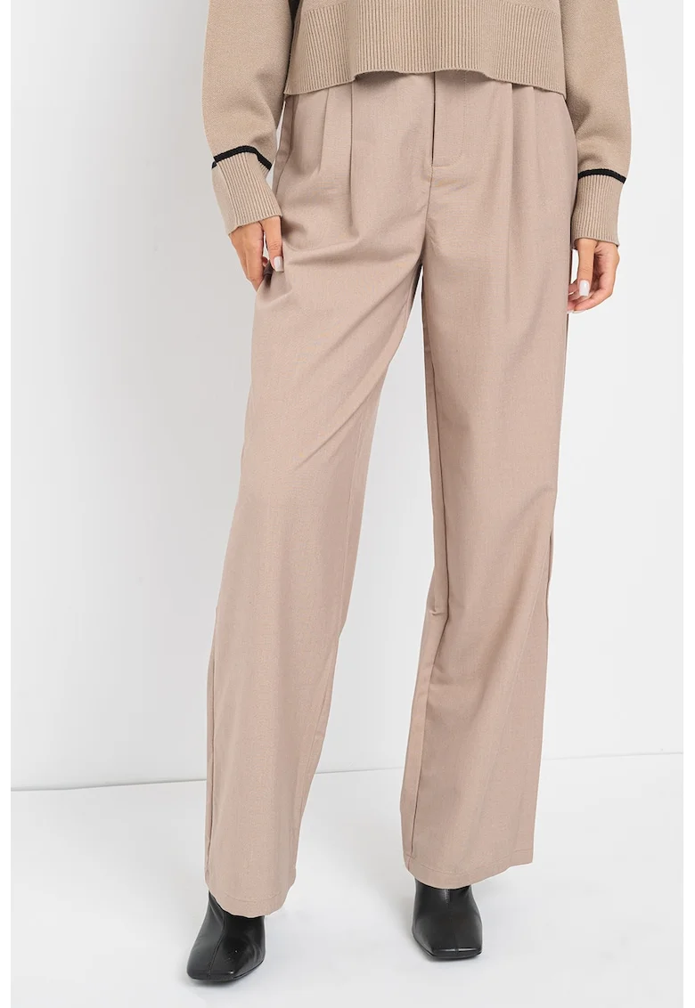 Pantaloni drepti cu talie inalta Marion, Bej