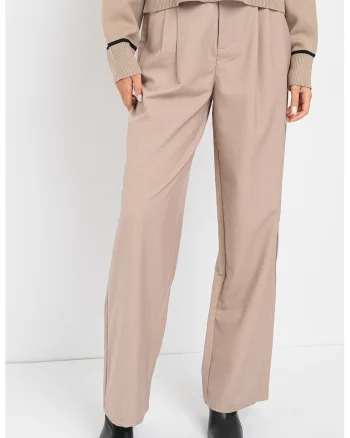 Pantaloni drepti cu talie inalta Marion, Bej